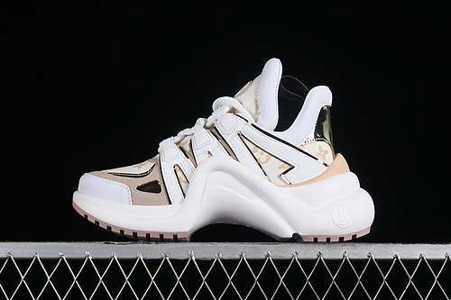 【630】[380N GOLD WHITE]-[LOUIS VUITTON ARCHLIGHT SNEAKERS L*V ARCHLIGHT WHITE/BROWN/GOLD]-[35-39]