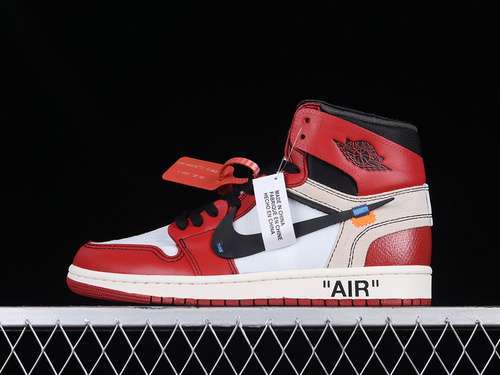 【380】[AA3834-101]-[OW X AIR JORDAN 1 RETRO HIGH OG CHICAGO WHITE/BLACK-VARSITY RED]-[UNISEX:36-47.5]