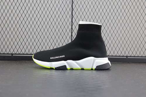 【450】[H12 SPEED STRETCH-KNIT MID SNEAKERS BLACK/WHITE/YELLOW]-[UNISEX:35-46]