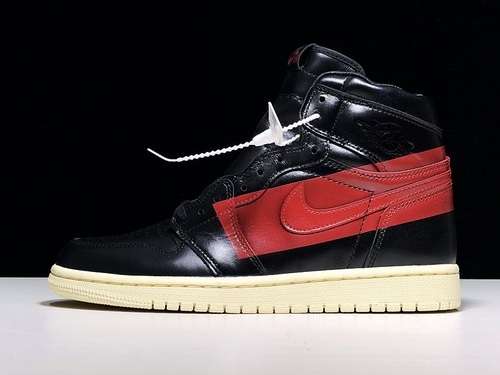 【490】[BQ6682-006]-[GET AIR JORDAN 1 RETRO HIGH OG DEFIANT COUTURE BLACK/RED-MUSLIN]