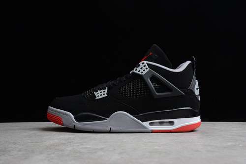 【340】[308497-060]-[AIR JORDAN 4 RETRO OG BRED 2019 BLACK/CEMENT GREY/SUMMIT WHITE-FIRE RED]