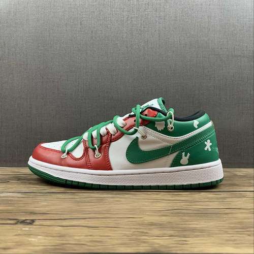 【320】【320】[553558-129]-[AIR JORDAN 1 LOW WHITE/STADIUM GREEN-BLACK]-[WOMAN:36-39]-[MAN:40-46]