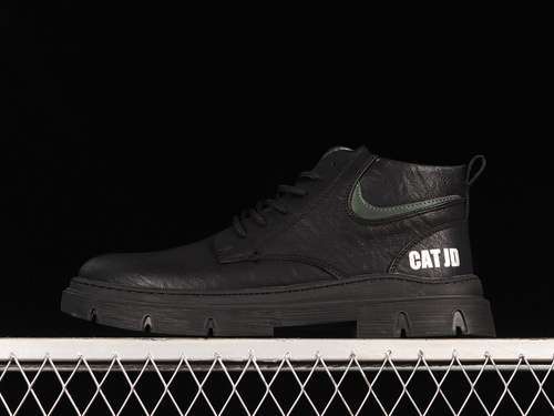 【340】[CAT 2022SS WORKWEAR MID-TOP CASUAL BOOTS BLACK/BLACK/WHITE]-[MAN:38-45]