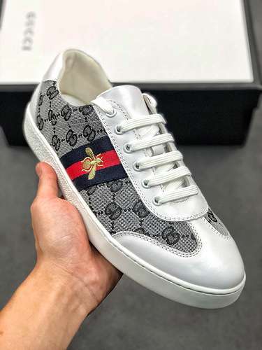 【300】[GU*CCI SNEAKERS GREY/NAVY BLUE/RED-WHITE]-[MAN:38-44]