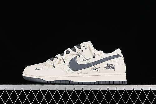 【380】[SJ2068-275]-[STUSSY X SB DUNK LOW OFF WHITE/GREY]-[WOMAN:36-39]-[MAN:40-45]