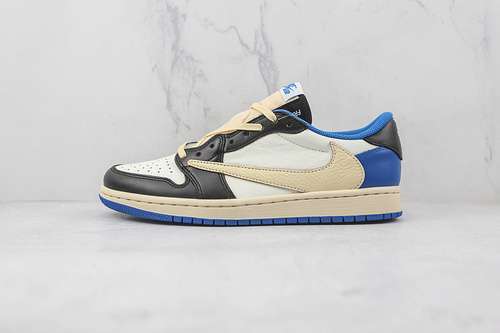 【550】[DM7866-140]-[FRAGMENT DESIGN X TRAVIS SCOTT X AIR JORDAN 1 RETRO LOW BLUE/BLACK/BEIGE]