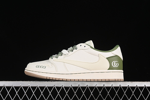 【360】[XY2688-105]-[TRAVIS SCOTT X FRAGMENT DESIGN X AIR JORDAN 1 LOW OG SP OFF WHITE/GREEN/KHAKI]