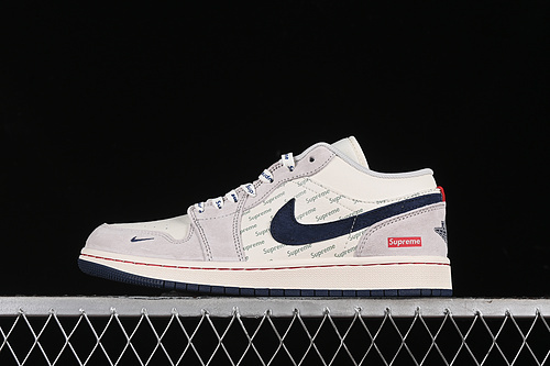 【360】[LJ6688-009]-[AIR JORDAN 1 LOW SUPREME WHITE/GREY/BLUE]-[WOMAN:36-39]-[MAN:40-45]