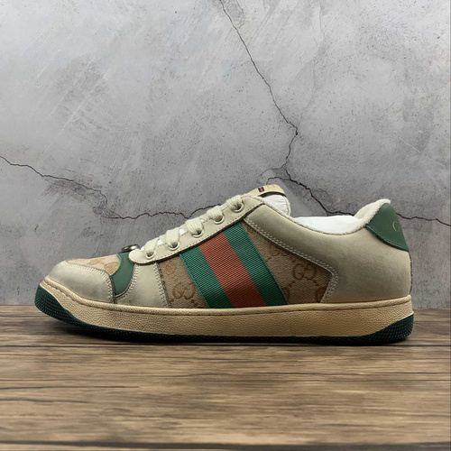 【380】[GU*CCI SCREENER SNEAKERS LIGHT KHAKI/GREEN/RED-GOLD]-[WOMAN:35-39]-[MAN:40-44]