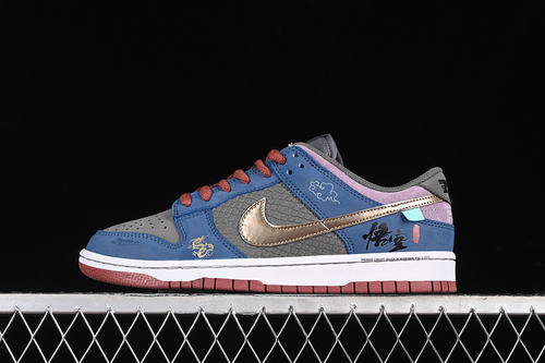 【460】[DV2433-109]-[DUNK LOW SB WHITE/GREY/BLUE/GOLD/PURPLE]-[WOMAN:35.5-39]-[MAN:40-46]