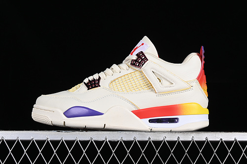 【430】[DH6927-901]-[J.BALVIN AIR JORDAN 4 RETRO WHITE/GREY/PURPLE/ORANGE/YELLOW]-[UNISEX:36-47.5]