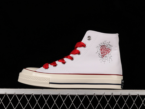 【250】[162056C]-[CHUCK TAYLOR ALL STAR 70S HIGH RHINESTONE HEART WHITE/WHITE/RED]-[WOMAN:35-40]