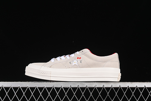 【250】[162937C]-[CONVERSE ONE STAR X HELLO KITTY VAPORUS GREY/EGRET-FIERY RED]-[UNISEX:35-44]