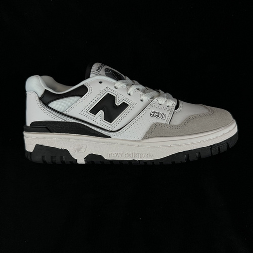 230 New Balance NB 550 Black Synthetic Leather Second Layer Cowhide Retro Color blocked Sports Shock