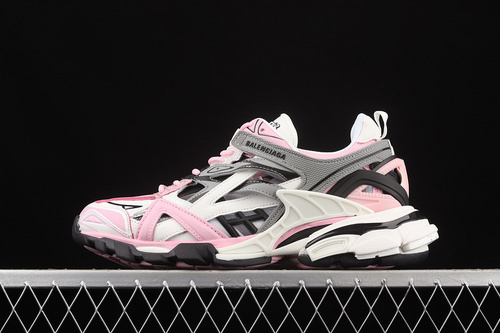 【800】[W3AE25291]-[BA*LEN*CIAGA TRACK 4.0 SNEAKERS WHITE/LIGHT PINK/GREY]-[WOMAN:35-40]