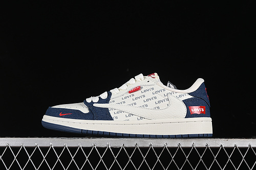 【360】[JH6088-605]-[TRAVIS SCOTT X FRAGMENT DESIGN X AIR JORDAN 1 LOW OG SP OFF WHITE/BLUE/RED]