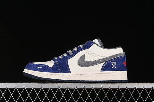 【360】[WG8850-013]-[AIR JORDAN 1 LOW OFF-WHITE WHITE/GREY/BLUE/RED]-[WOMAN:36-39]-[MAN:40-45]