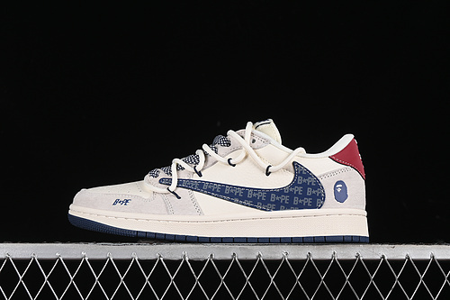 【380】[SJ0086-133]-[TRAVIS SCOTT X FRAGMENT DESIGN X AIR JORDAN 1 LOW OG SP BAPE WHITE/GREY/BLUE/RED]