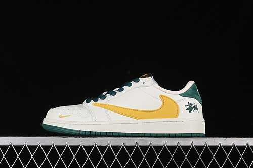 【360】[JH6088-702]-[TRAVIS SCOTT X FRAGMENT DESIGN X AIR JORDAN 1 LOW OG SP WHITE/GREEN/YELLOW]