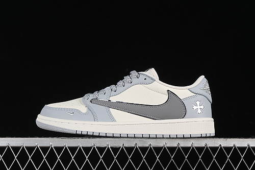 【380】[DM7866-016]-[TRAVIS SCOTT X FRAGMENT DESIGN X AIR JORDAN 1 LOW OG SP WHITE/GREY/BLUE]-[36-45]