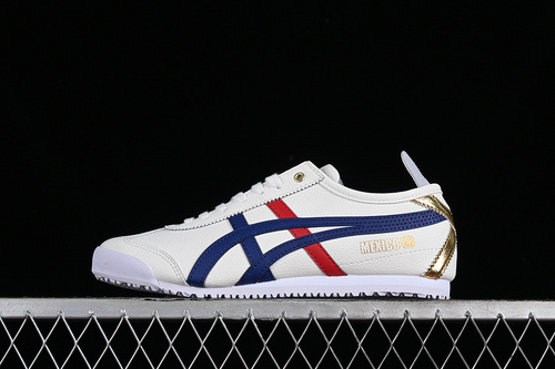 【200】[D507L-0152]-[ONITSUKA TIGER MEXICO 66 WHITE BLUE RED GOLD] -[WOMAN:36-39]-[MAN:40-45]