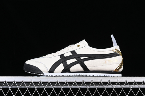 【200】[1183B493-100]-[ONITSUKATIGER MEXICO 66 WHITE BLACK GOLD]-[UNISEX:35-44]