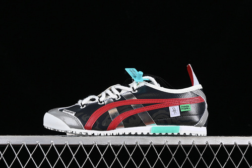 【200】[D507L-0152]-[ONITSUKA TIGER MEXICO 66 BLACK GRAY RED]-[WOMAN:36-39]-[MAN:40-45]