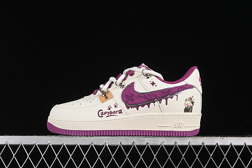 【340】[LV0506-660]-[AIR FORCE 1 07 LOW X CAPYBARA FLUTE BLOWING BOY WHITE/PURPLE]-[UNISEX:36-45]
