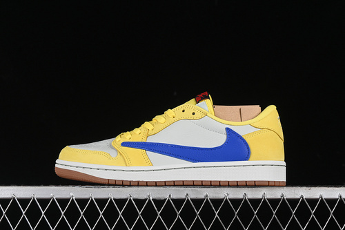 【630】[DZ4137-700]-[TRAVIS SCOTT X AIR JORDAN 1 LOW OG CANARY/RACER BLUE/LIGHT SILVER/MEDIUM BROWN]