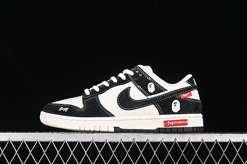 【360】[SJ1089-018]-[SB DUNK LOW SUPREME X BAPE BLACK/WHITE]-[WOMAN:36-39]-[MAN:40-45]