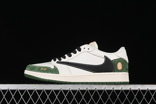 【360】[XY2688-107]-[TRAVIS SCOTT X FRAGMENT DESIGN X AIR JORDAN 1 LOW OG SP WHITE/BLACK/GREEN][36-45]