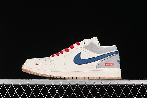 【360】[SJ9950-022]-[AIR JORDAN 1 LOW SUPREME WHITE/BLUE/RED/GREY]-[WOMAN:36-39]-[MAN:40-45]