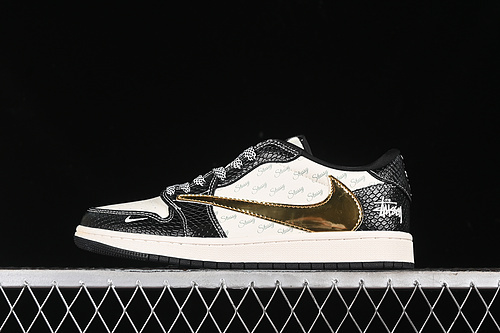 【360】[XY2688-112]-[TRAVIS SCOTT X FRAGMENT DESIGN X AIR JORDAN 1 LOW OG SP WHITE/BLACK/GOLD]-[36-45]