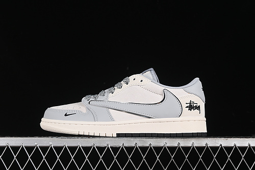 【360】[SJ2068-122]-[TRAVIS SCOTT X FRAGMENT DESIGN X AIR JORDAN 1 LOW OG SP BEIGE/GREY/SILVER][36-45]