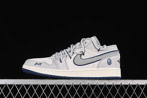 【380】[SJ9950-019]-[AIR JORDAN 1 LOW BAPE WHITE/GREY/BLUE]-[WOMAN:36-39]-[MAN:40-45]