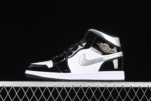 【280】[HV0789-010]-[AIR JORDAN 1 MID BLACK/WHITE/METALLIC GOLD/METALLIC SILVER]-[UNISEX:36-46]