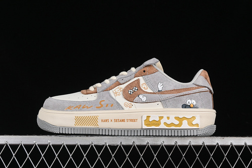【340】[CW6688-806]-[KAWS X AIR FORCE 1 07 LOW WHITE/GREY/BROWN]-[WOMAN:36-39]-[MAN:40-45]