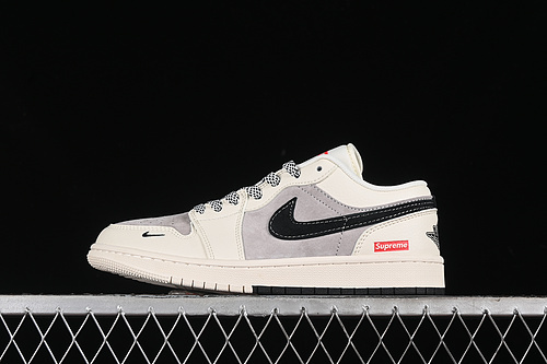 【360】[SJ9950-043]-[AIR JORDAN 1 LOW SUPREME WHITE/GREY/BLACK]-[WOMAN:36-39]-[MAN:40-45]
