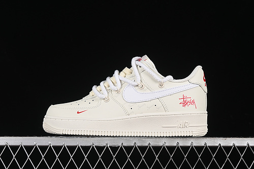 【340】[ZH0316-047]-[STUSSY AIR FORCE 1 07 LOW BEIGE/RED]-[WOMAN:36-39]-[MAN:40-45]