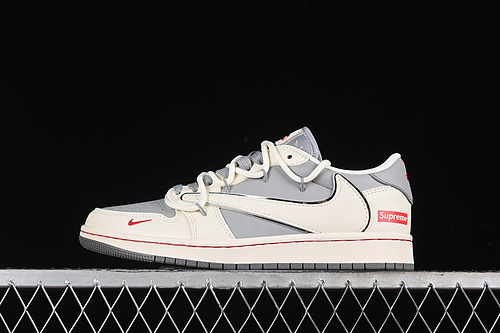 【380】[SJ0086-137]-[TRAVIS SCOTT X FRAGMENT DESIGN X AIR JORDAN 1 LOW OG SP OFF WHITE/GREY/RED]
