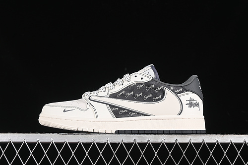 【360】[SJ2068-123]-[TRAVIS SCOTT X FRAGMENT DESIGN X AIR JORDAN 1 LOW OG SP BLACK/WHITE]-[36-45]
