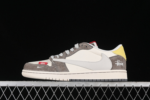 【360】[SJ2068-136]-[TRAVIS SCOTT X FRAGMENT DESIGN X AIR JORDAN 1 LOW OG SP OFF WHITE/BROWN/YELLOW]