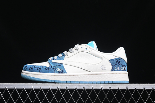 【360】[XZ1658-001]-[TRAVIS SCOTT X FRAGMENT DESIGN X AIR JORDAN 1 LOW OG SP WHITE/BLUE]-[36-45]