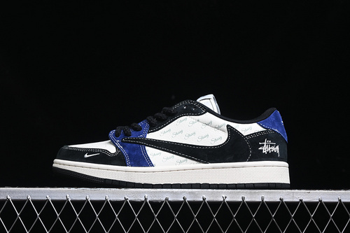【360】[SJ2068-126]-[TRAVIS SCOTT X FRAGMENT DESIGN X AIR JORDAN 1 LOW OG SP OFF WHITE/BLACK/BLUE]