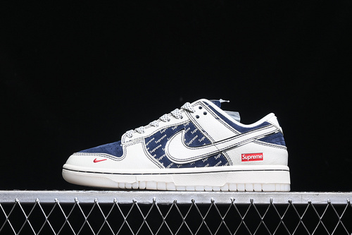 【360】[XS1086-002]-[SB DUNK LOW SUPREME WHITE/GREY/BLUE]-[WOMAN:36-39]-[MAN:40-45]