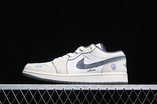 【380】[DM9188-008]-[AIR JORDAN 1 LOW BAPE WHITE/GREY/BLUE]-[WOMAN:36-39]-[MAN:40-45]