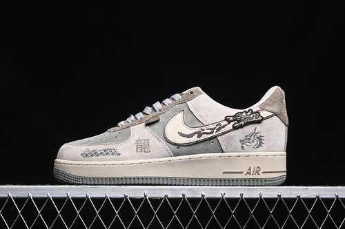 【340】[CD1212-555]-[AIR FORCE 1 07 LOW GREEN DRAGON CRESCENT BLADE GREY/KHAKI]-[UNISEX:36-45]