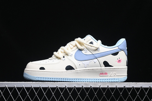 【340】[BD7701-110]-[AIR FORCE 1 07 LOW MILK PIG WHITE/BLACK/BLUE]-[WOMAN:36-39]-[MAN:40-45]
