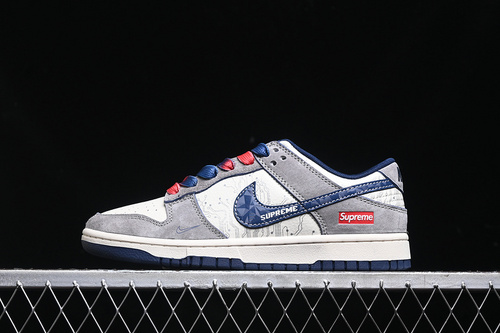 【380】[DM6868-005]-[SB DUNK LOW SUPREME WHITE/GREY/BLUE/RED]-[WOMAN:36-39]-[MAN:40-45]