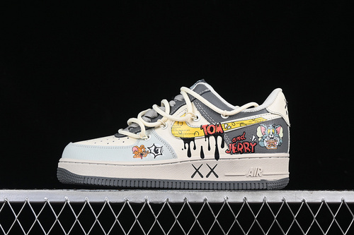 【340】[KS6896-555]-[AIR FORCE 1 07 LOW TOM AND JERRY GREY/BLUE/YELLOW/BEIGE]-[UNIUSEX:36-45]